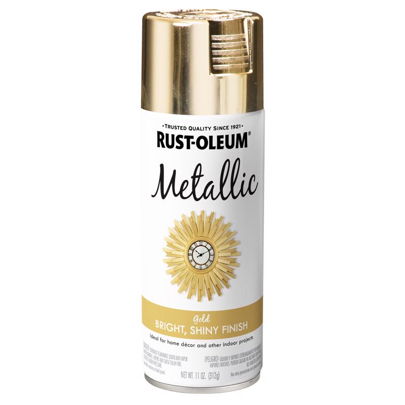 Rust-Oleum 340647 Metallic Spray Paint, Metallic, Gold, 11 oz, Aerosol Can