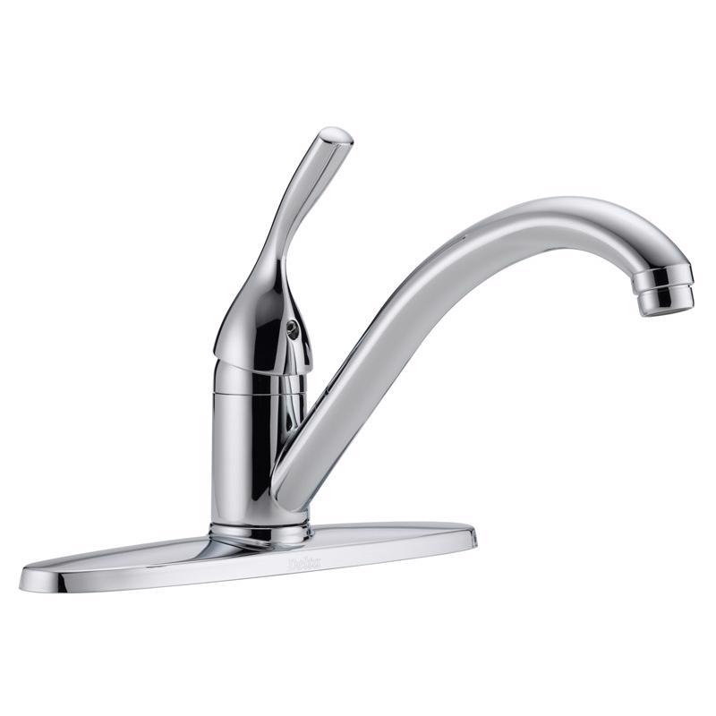 Delta 100-DST Classic Series Kitchen Faucet, 1.8 gpm, Metal, Chrome Plated, Deck Mounting, Lever Handle, Swivel Spout