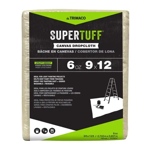 Drop Cloth SuperTuff 9 ft. W X 12 ft. L 6 oz Canvas Natural Drop Cloth SuperTuff 9 ft. W X 12 ft. L 6 oz Canvas Natural