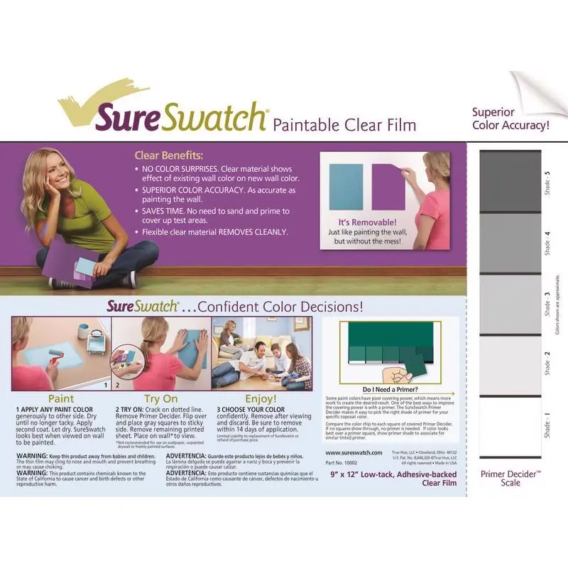 SureSwatch Paint & Stick Paint Samples 12 W X 9 L Plastic - pack of 50 10002-XCP50