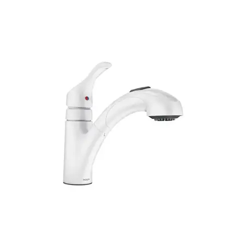 Pull-Out Kitchen Faucet Renzo One Handle White White Glacier Pull-Out Kitchen Faucet Renzo One Handle White White Glacier