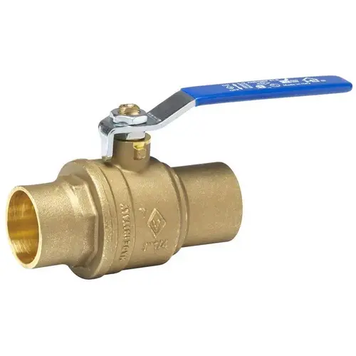 Ball Valve 1-1/4" Brass Sweat Full Port Chrome Plated Ball Valve 1-1/4" Brass Sweat Full Port Chrome Plated