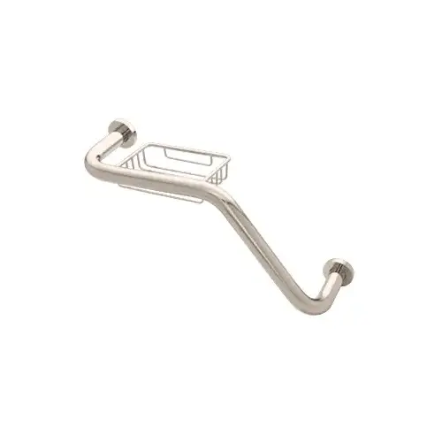 Polished Nickel 20" 135 Degree Grab Bar With Wire Basket Polished Nickel 20" 135 Degree Grab Bar With Wire Basket