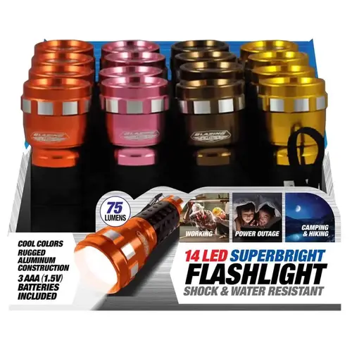Flashlight 14 LED 85 lm Assorted LED AAA Battery Assorted Flashlight 14 LED 85 lm Assorted LED AAA Battery Assorted