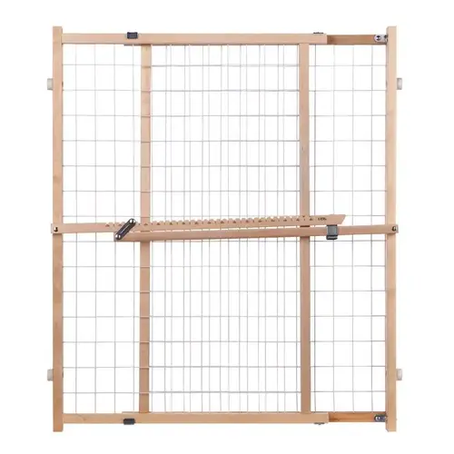 Wire Mesh Gate, Wood, Vinyl Coated, 32 in H x 29-1/2 to 50 in W Dimensions Wire Mesh Gate, Wood, Vinyl Coated, 32 in H x 29-1/2 to 50 in W Dimensions