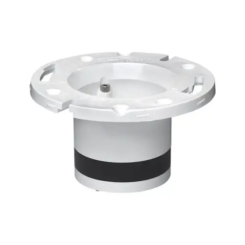 Closet Flange, 4 in Connection, PVC, White, For: 4 in Pipes