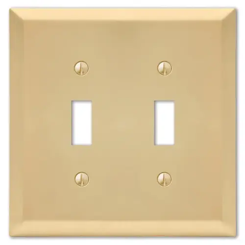 Wallplate, 4-15/16 in L, 4-9/16 in W, 2 -Gang, Steel, Satin Brass Wallplate, 4-15/16 in L, 4-9/16 in W, 2 -Gang, Steel, Satin Brass