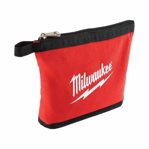Zipper Pouch, 1-Pocket, Canvas, Red, 1/2 in W, 8 in H, 12-1/2 in D