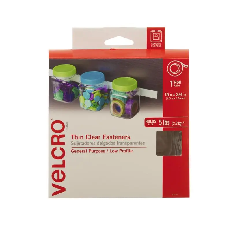 VELCRO Brand Hook and Loop Fastener Thin Clear Medium Nylon 180 L Clear 91325 VELCRO Brand Hook and Loop Fastener Thin Clear Medium Nylon 180 L Clear 91325