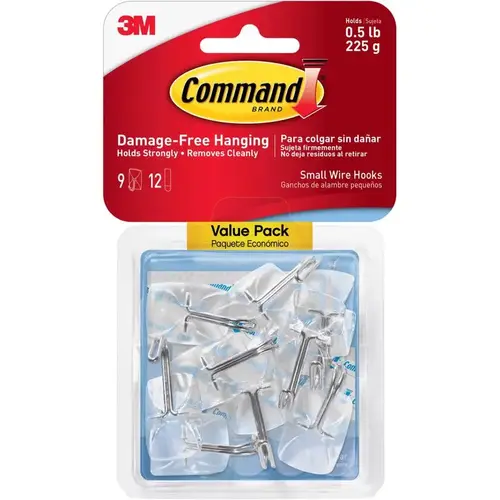 Wire Hook, 0.5 lb, 9-Hook, Plastic, Clear - pack of 9 Wire Hook, 0.5 lb, 9-Hook, Plastic, Clear - pack of 9