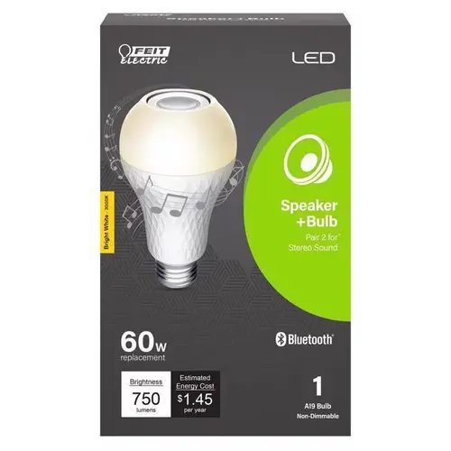 LED Speaker Bulb A19 E26 (Medium) Bright White 60 W White LED Speaker Bulb A19 E26 (Medium) Bright White 60 W White
