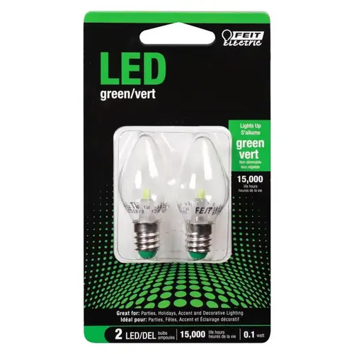 LED Bulb LED Specialty C7 E12 (Candelabra) Green 0.1 Watt Equivalence Clear Pair