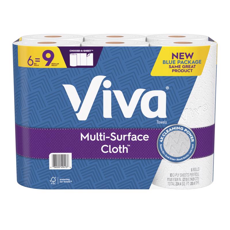 VIVA 49413 Paper Towels Multi-Surface Cloth 83 sheet 2 ply White