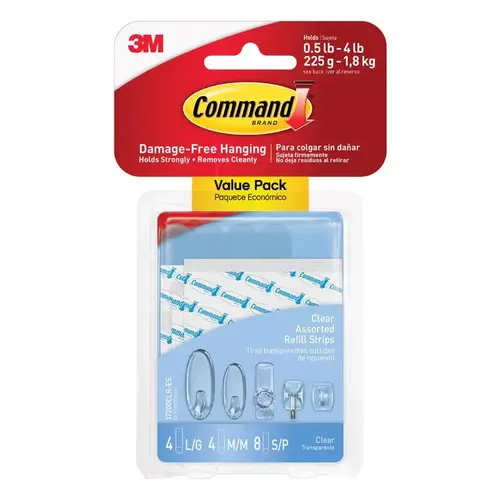 Assorted Adhesive Strips, Clear, 8 Small, 4 Medium, 4 Large Strips Assorted Adhesive Strips, Clear, 8 Small, 4 Medium, 4 Large Strips