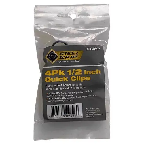 Quick Clip 1/2" D X 0.5" L Black Polypropylene Black Quick Clip 1/2" D X 0.5" L Black Polypropylene Black