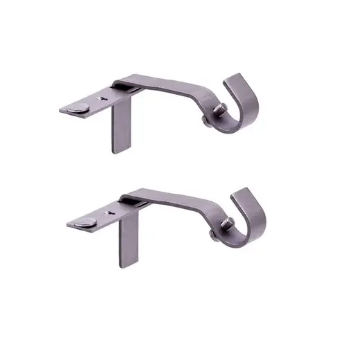 Curtain Rod Bracket Fast Fit Pewter Gray 5/8" L Pewter Pair Curtain Rod Bracket Fast Fit Pewter Gray 5/8" L Pewter Pair
