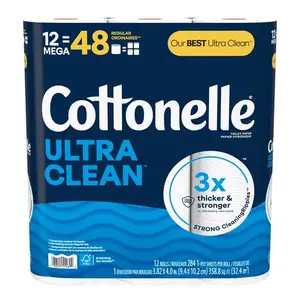 COTTONELLE 55489 Toilet Paper Ultra CleanCare 12 Rolls 310 sheet White