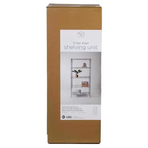 35 In. x 72 In. x 13 In. 5-Tier Chrome Stainless Steel Shelf