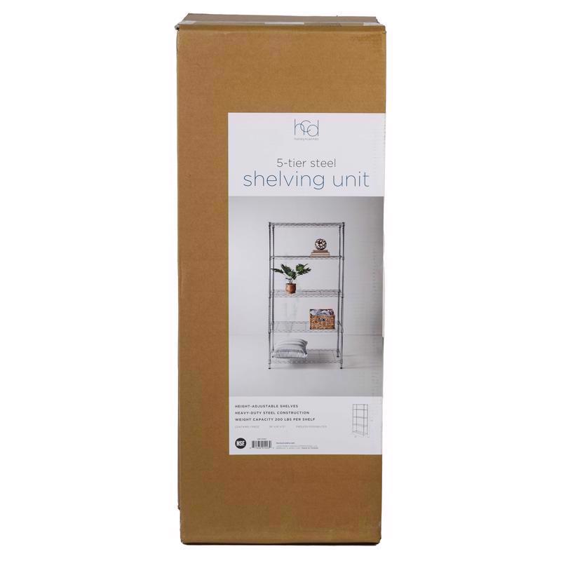 Honey-Can-Do SHF-01443 35 In. x 72 In. x 13 In. 5-Tier Chrome Stainless Steel Shelf