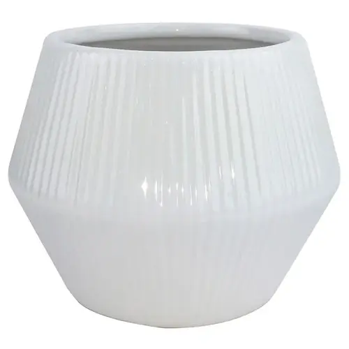 Planter Rena 8" D Ceramic White White - pack of 2