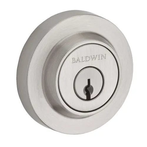 Single Cylinder Contemporary Round Deadbolt with 6AL Latch and Dual Strike Satin Nickel Finish Single Cylinder Contemporary Round Deadbolt with 6AL Latch and Dual Strike Satin Nickel Finish