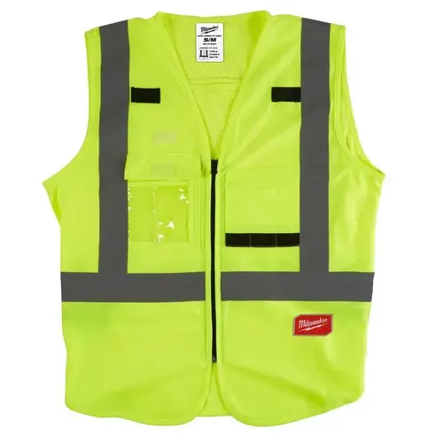 High-Visibility Safety Vest, L, XL, Unisex, Fits to Chest Size: 42 to 46 in, Polyester, Yellow High-Visibility Safety Vest, L, XL, Unisex, Fits to Chest Size: 42 to 46 in, Polyester, Yellow