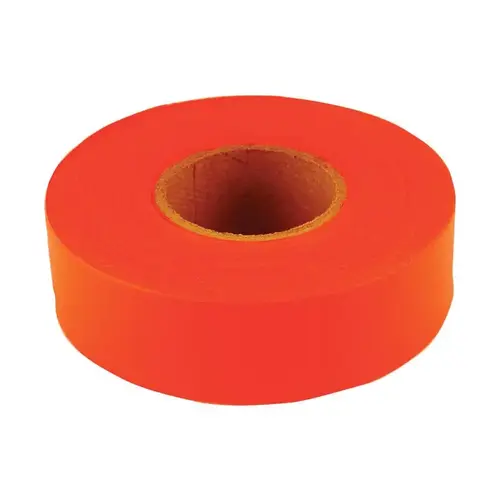 Flagging Tape, 150 ft L, 1-3/16 in W, Fluorescent Orange, PVC Flagging Tape, 150 ft L, 1-3/16 in W, Fluorescent Orange, PVC