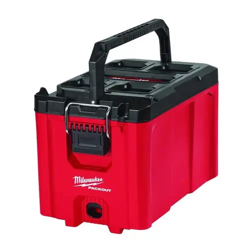 PACKOUT Compact Tool Box, 75 lb, Polypropylene, Red, 16.2 in L x 10 in W x 13 in H Outside