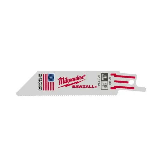 4 in. 18 Teeth per in. Medium Metal Cutting SAWZALL Reciprocating Saw Blades White Pack of 5 4 in. 18 Teeth per in. Medium Metal Cutting SAWZALL Reciprocating Saw Blades White Pack of 5