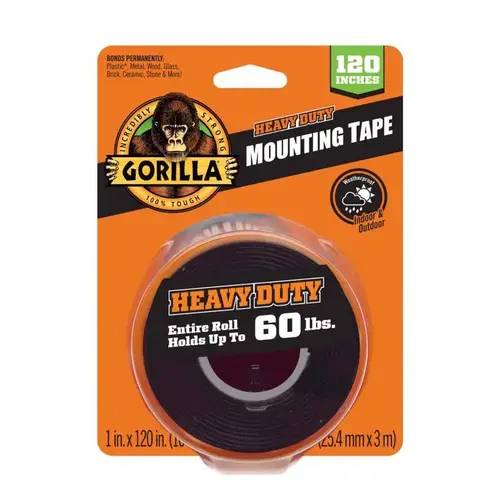 Mounting Tape Double Sided 1" W X 120" L Black Black