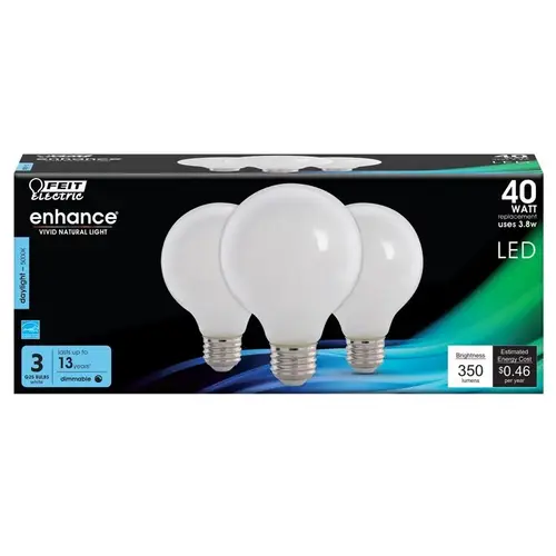 Filament LED Bulb Enhance G25 E26 (Medium) Daylight 40 Watt Equivalence Frosted Filament LED Bulb Enhance G25 E26 (Medium) Daylight 40 Watt Equivalence Frosted