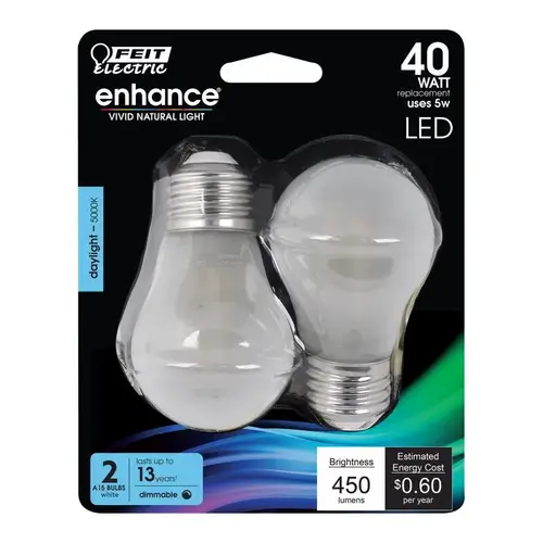 Filament LED Bulb Enhance A15 E26 (Medium) Daylight 40 W White Pair Filament LED Bulb Enhance A15 E26 (Medium) Daylight 40 W White Pair
