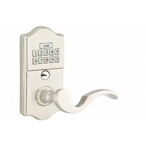 Cortina Right Hand Classic Leverset Electronic Keypad Lock Lever Set with Adjustable Latch Satin Nickel Finish Cortina Right Hand Classic Leverset Electronic Keypad Lock Lever Set with Adjustable Latch Satin Nickel Finish