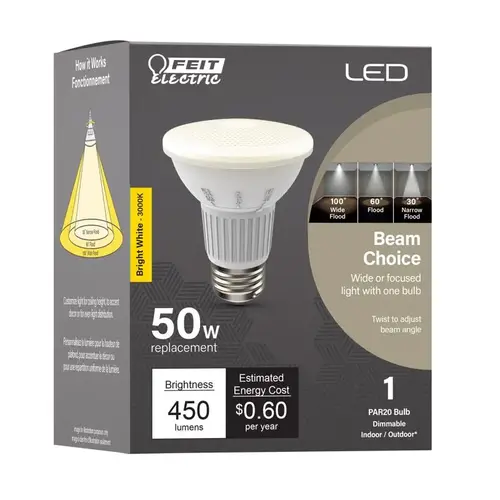LED Bulb Intellibulb PAR20 E26 (Medium) Bright White 50 Watt Equivalence Clear