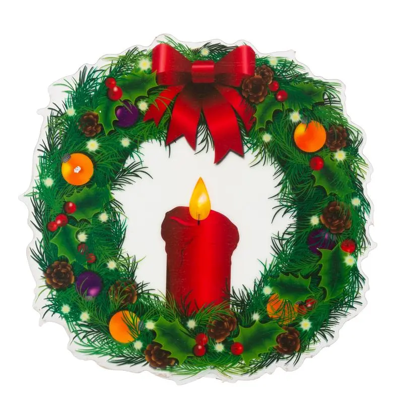 Gerson Indoor Christmas Decor Red Wreath Window Cling Candle Red - pack of 12 45296-XCP12