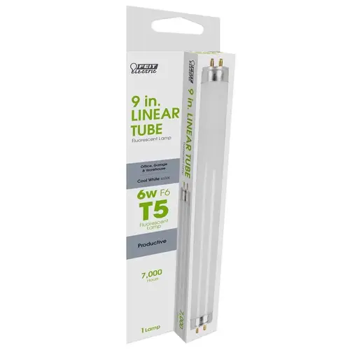 Fluorescent Bulb 6 W T5 0.63" D X 9" L Cool White Linear 4100 K Frosted Fluorescent Bulb 6 W T5 0.63" D X 9" L Cool White Linear 4100 K Frosted