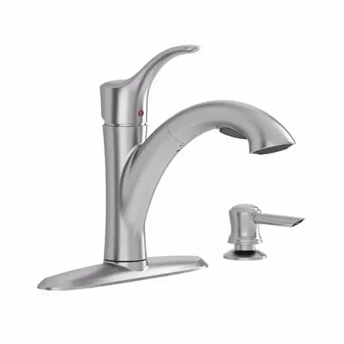 Mesa 9015.101.075 Pull-Out Kitchen Faucet with Soap Dispenser, 1.8 gpm, 1-Faucet Handle, Lever Handle Stainless Steel Mesa 9015.101.075 Pull-Out Kitchen Faucet with Soap Dispenser, 1.8 gpm, 1-Faucet Handle, Lever Handle Stainless Steel