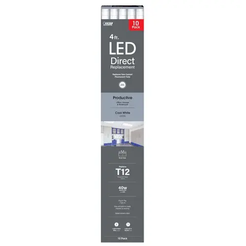 LED Bulb Plug and Play T12 Cool White 48" G13 (Medium Bi-Pin) Linear 40 Watt Equiva White LED Bulb Plug and Play T12 Cool White 48" G13 (Medium Bi-Pin) Linear 40 Watt Equiva White