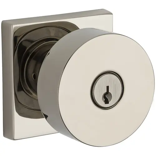 Entry Contemporary Knob and Contemporary Square Rose with 6AL Latch and Dual Strike Bright Nickel Finish Entry Contemporary Knob and Contemporary Square Rose with 6AL Latch and Dual Strike Bright Nickel Finish
