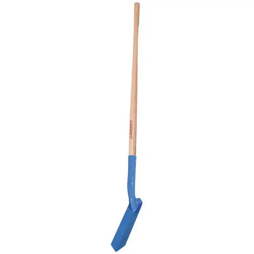 Trenching Shovel, 3 in W Blade, Steel Blade, Hardwood Handle, Extra Long Handle, 48 in L Handle Blue