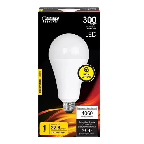 LED Bulb A23 E26 (Medium) Bright White 300 Watt Equivalence White LED Bulb A23 E26 (Medium) Bright White 300 Watt Equivalence White