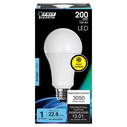 LED Bulb A21 E26 (Medium) Daylight 200 Watt Equivalence Frosted LED Bulb A21 E26 (Medium) Daylight 200 Watt Equivalence Frosted