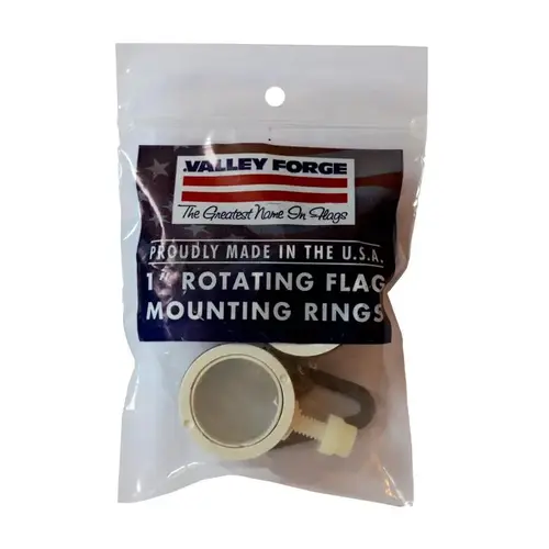 Flag Mounting Ring, Rotating, PVC, For: 1 in Dia Flag Poles Brushed - pack of 2