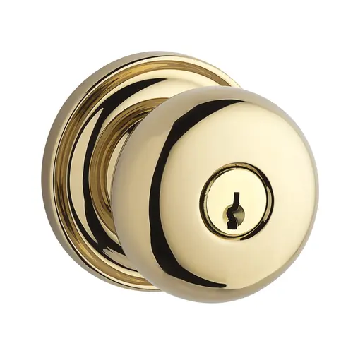 Entry Round Knob and Traditional Round Rose with 6AL Latch and Dual Strike Lifetime Brass Finish Entry Round Knob and Traditional Round Rose with 6AL Latch and Dual Strike Lifetime Brass Finish