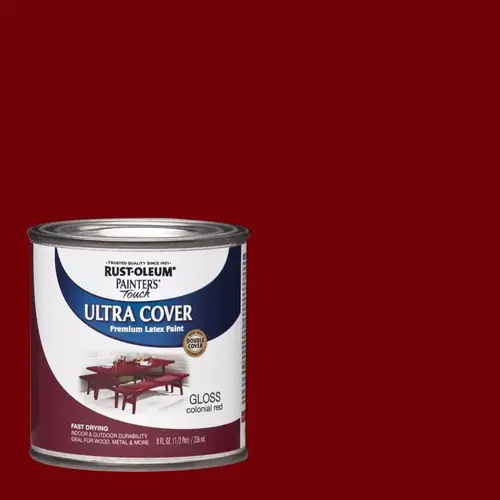 PAINTER'S Touch 1964730 Brush-On Paint, Gloss, Colonial Red, 0.5 pt Can PAINTER'S Touch 1964730 Brush-On Paint, Gloss, Colonial Red, 0.5 pt Can