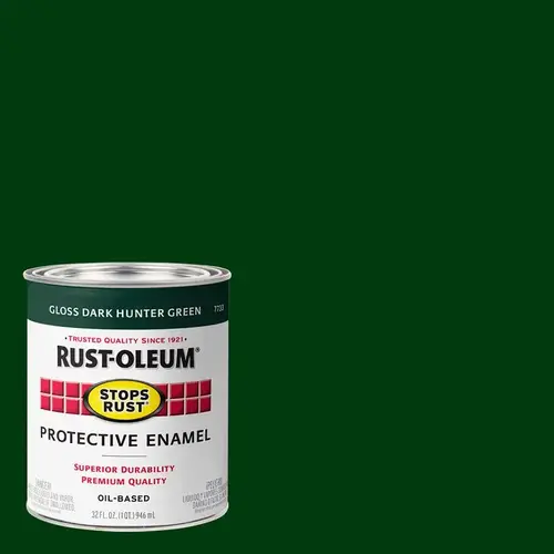STOPS RUST Protective Enamel, Gloss, Dark Hunter Green, 1 qt Can STOPS RUST Protective Enamel, Gloss, Dark Hunter Green, 1 qt Can