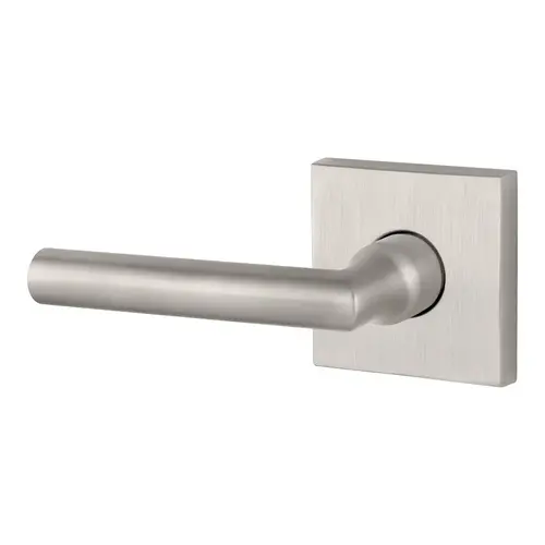 Entry Tube Lever and Contemporary Square Rose with 6AL Latch and Dual Strike Satin Nickel Finish Entry Tube Lever and Contemporary Square Rose with 6AL Latch and Dual Strike Satin Nickel Finish