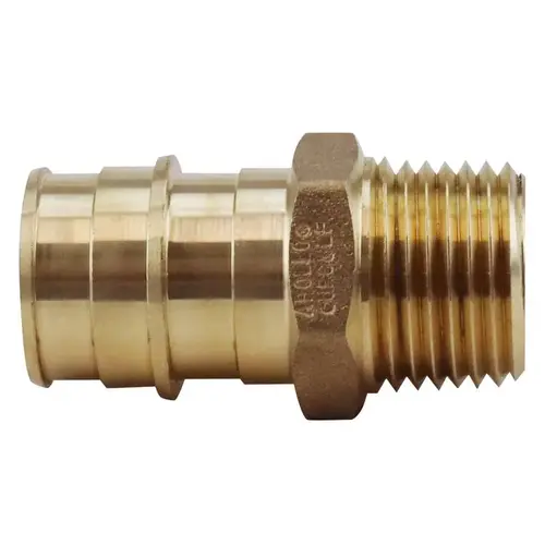 ExpansionPEX Series Reducing Pipe Adapter, 1 x 3/4 in, Barb x MPT, Brass, 200 psi Pressure ExpansionPEX Series Reducing Pipe Adapter, 1 x 3/4 in, Barb x MPT, Brass, 200 psi Pressure