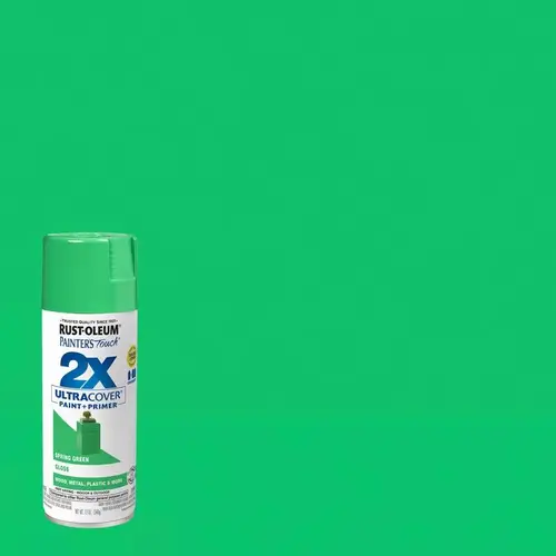 PAINTER'S Touch 2X ULTRA COVER Spray Paint, Gloss, Spring Green, 12 oz, Aerosol Can PAINTER'S Touch 2X ULTRA COVER Spray Paint, Gloss, Spring Green, 12 oz, Aerosol Can