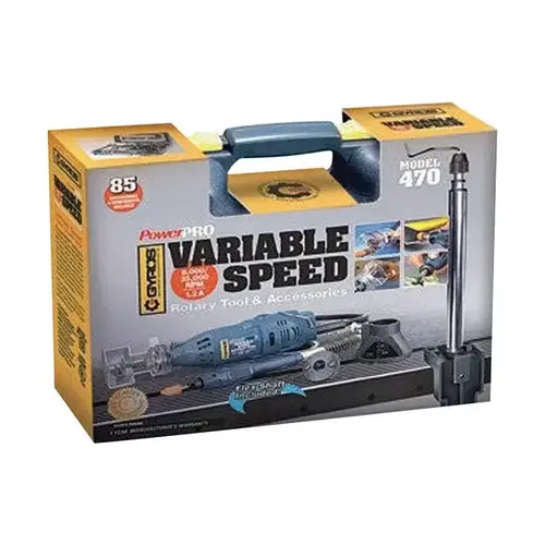 Rotary Tool Power Pro 1.2 amps 9.6 V 85 pc Corded Kit (Battery & Charger)